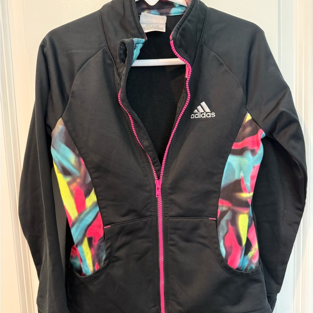 Adidas Kids Jacket - Black with Multicolor Accents